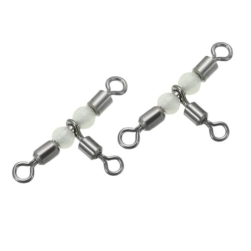 PATIKIL 3 Way Swivel Cross Line T Turn Rolling Tackle with Luminous Beads for Catfish Surf Rig - size: 0.7x0.4 Inch