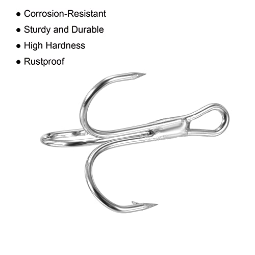 PATIKIL Treble Fish Hooks, Carbon Steel Sharp Round Bend Hook Triple Barbed Hook for Freshwater Saltwater - color: White, size: 23mm/0.91"