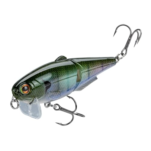 Strike King (HCWS2-822) Wake Shad Fishing Lure, Single Jointed Swimming Topwater Wakebait, 1-Ounce, Size 2 Treble Hooks, The Real Gill