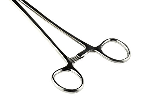 SE 10-Inch Stainless Steel Curved Forceps - Self-Locking, Serrated Tip for Precision Grip and Clamping - Perfect for Crafting, Fishing Tasks, Jewelry Making, and More! -611FC - size: 10", style: Curved