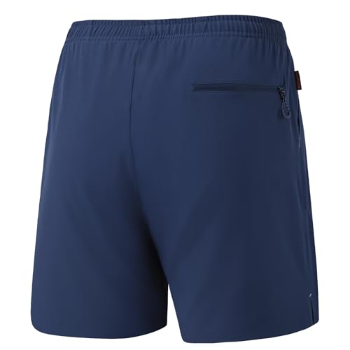 BASSDASH Men’s 7” Fishing Shorts UPF 50+ Lightweight Water Resistant Quick Dry for Hiking with Zipper Pocket FP06M - color: Dark Blue, size: XX-Large