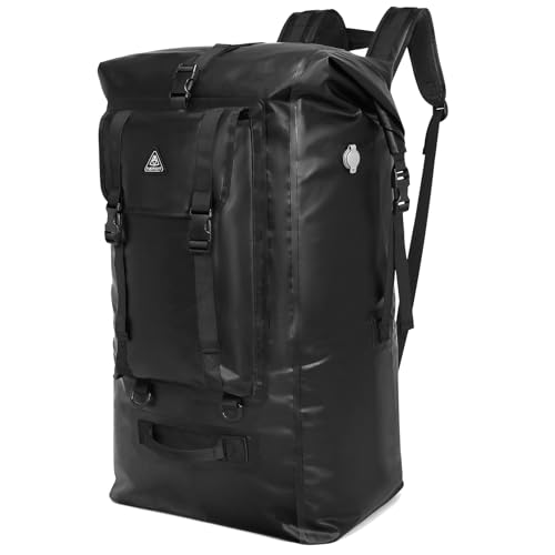 Haimont Large Waterproof Dry Backpack IPX7 Roll-top Dry Marine Dry Bag for Men Kayaking Rafting, 100L, Black - color: Black, size: 100L