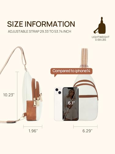 Telena Sling Bag for Women Crossbody Bags Purse for Women Vegan Leather Fanny Pack with Adjustable Strap - color: 0-beige Brown