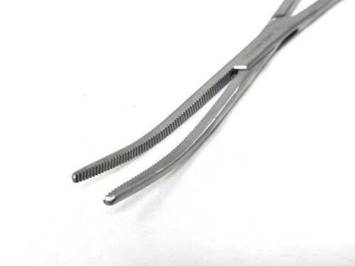 2 Pc 8" Locking Straight & Curved Stainless Steel Hemostat Forceps Set Ideal for EMT, Firefighter, Dental, Hobby, Fishing, Electronics, Pruning, Taxidermy + More