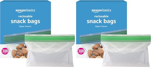 Amazon Basics Reclosable Food Storage Snack Bags,300 Count (Pack of 2) - size: Rectangle (300 Count) (Pack of 2)