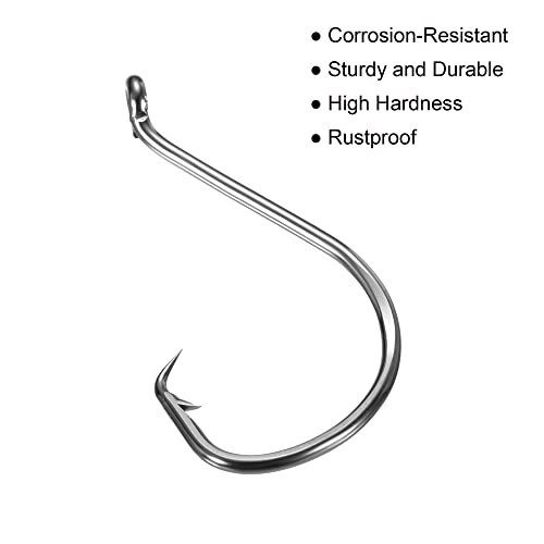 PATIKIL Fishing Circle Hooks, Carbon Steel Offset Hook with Barbs for Freshwater Saltwater - size: 53mm/2.09"
