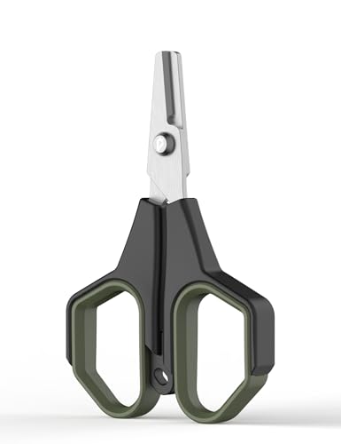 3.9" Fishing Scissors,Stainless Steel Fishing Line Cutter for Fishing Braided Line,Non-Slip Grip Small Fishing Scissors for Saltwater - color: Green