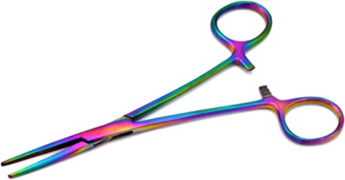 Premium Quality Ultimate Set of 6 Pcs Straight & Curved Hemostat Forceps Locking Clamps Stainless Steel Serrated Jaws for Better Grip-Ideal for Nurses, Fishing + More (Multi Color) - color: Multi Color