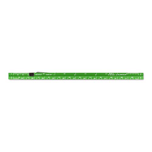 Alumicolor Aluminum Architect Pocket Scale With Clip, 6IN, Green - color: Green, size: 6 Inch, style: Architecht With Clip