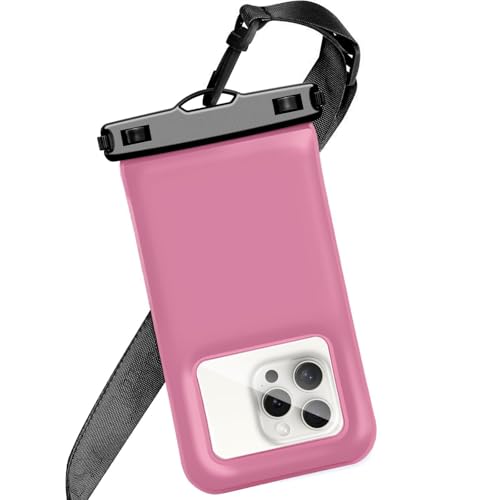 Floatable Waterproof Phone Pouch/Case with Crossbody Lanyard for iPhone 17 Series 16 Pro Max/15 Pro/14/13/12, IP68 Cellphone Dry Bag Beach Cruise Ship Essentials, 1 Pack-Pink-7″ - color: B2-Pink