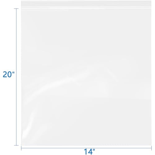 iMailer - 6 Mil Heavy Duty Zip Bags - 14" x 20" 50 Pack - Durable Storage Bags for Food, Crafts, Hardware, and Organizing - size: 14" x 20" 50 PACK