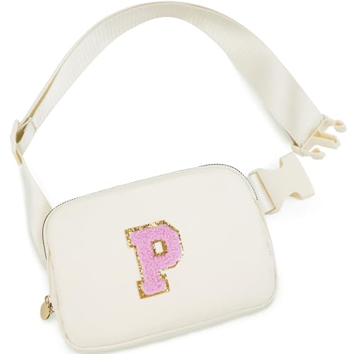 Uygafly Birthday Gifts for 4 5 6 7 8 9 10 11 12 13 Year Old Girl,Gift for Teen Girls Kids Toddler,Personalized Initial Fanny Pack Purse Crossbody Bag Belt Bag Cute Trendy Stuff | Cream,P - color: Cream, style: P