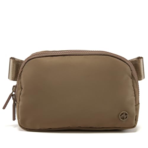 Pander Two Way Zipper Fanny Pack Nylon Everywhere Belt Bag for Women, Water Repellent Waist Packs, Crossbody Bags with Adjustable Strap (Gray Brown) - color: Gray Brown