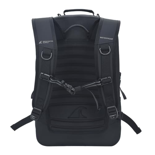 Breakwater Supply™ Fogland Waterproof IP68 Submersible Backpack | Laptop Sleeve & Airtight Zippers for Outdoors, Travel, Boating, Kayaking, Surfing, Floating Dry Bag, Unisex, TPU (Stealth Black, 25L) - color: Stealth Black, size: 25L