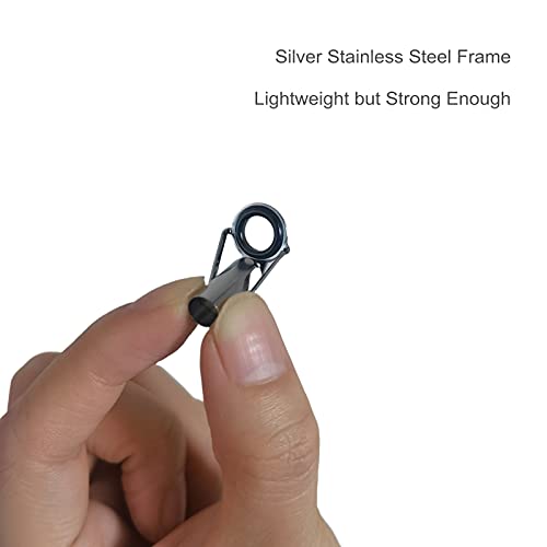 8pcs Fishing Rod Tip Repair Kit Rod Top Tips Replacement Fishing Rod Tips Stainless Steel Ceramic Ring Guide Tips - color: Silver Large Fishing Rod Tips