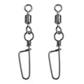 QISHUO Barrel Stainless Snap Swivels Strength Saltwater Lure Connector Fishing Steel Clips Fishing Swivel Rolling Black Nickel - size: Size2 (73lb) 50 pcs