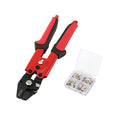 Booms Fishing CP1 Fishing Crimping Pliers, High Carbon Steel Fishing Plier Wire Rope Leader Crimping Tool, 10 inch Crimpers Swager with Ergonomic Handle - style: Red with 140pcs Sleeves