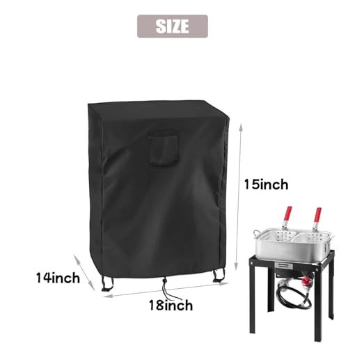 Propane Deep Fryer Cover for 18QT Fish Fry, Heavy Duty Waterproof Seafead Boil Pot Cover for Double Deep Fryer with 2 Baskets for Outdoor Cooking, 18"W x 14"D x 15"H - size: 18"W x 14"D x 15"H