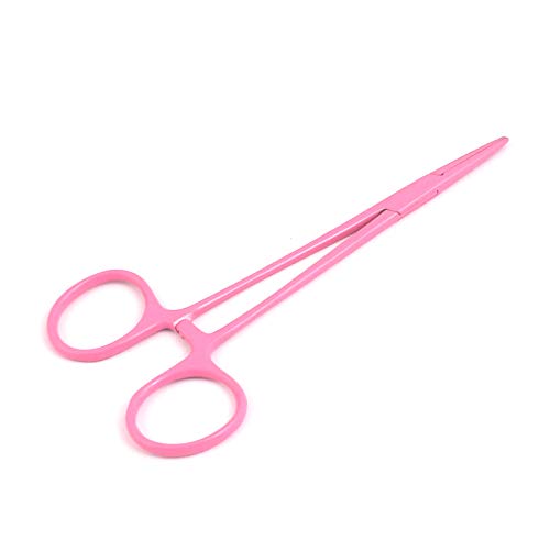 OdontoMed2011® Hemostat Forceps Locking Clamps Serrated Fishing Locking Forceps Clamp Fish Hook Remover Forceps (5" Straight, Full Pink) - color: Pink, size: 5" Straight