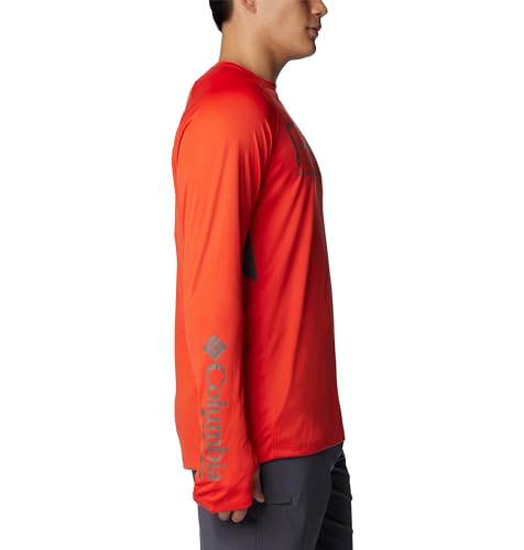 Columbia Men's Terminal Tackle Vent Long Sleeve - color: Bright Poppy/City Grey, size: X-Small