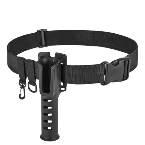 Fishing Waist Belt Rod Holder - Adjustable Wading Belt with Portable Pole Inserter ,Come with D-Ring Attachments, Carebiner Clip and Water Bottle Holder - Wader Strap