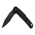 Kershaw Appa Pocket Knife, All-Black, 2.75 Inch Steel Partially Serrated Reverse Tanto Blade, EDC with Assisted Opening, Reversible Pocketclip, Everyday Carry Pocket Knife for Men and Women - color: Black Serrated