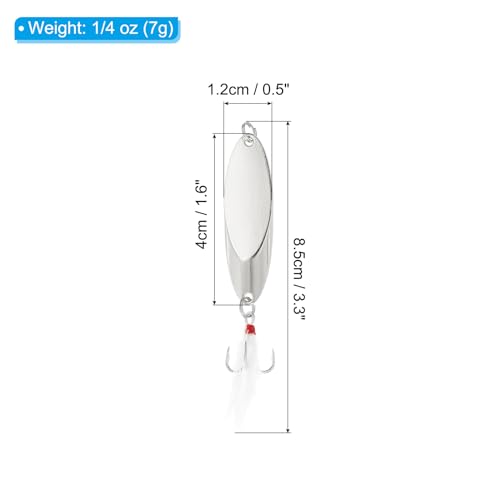 PATIKIL Fishing Spoons Fishing Lures Casting Spoon Treble Hooks Jigs Hard Metal Spinner Baits for Freshwater Saltwater - style: 1/4oz
