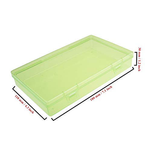 Goodma 4 Pieces Rectangular Plastic Storage Boxes, Green, 7.1x4.3x1.2 inch | Empty Organizer Containers, Hinged Lids, For Small Items and Craft Projects - color: Green, size: 7.1 x 4.3 x 1.2 in