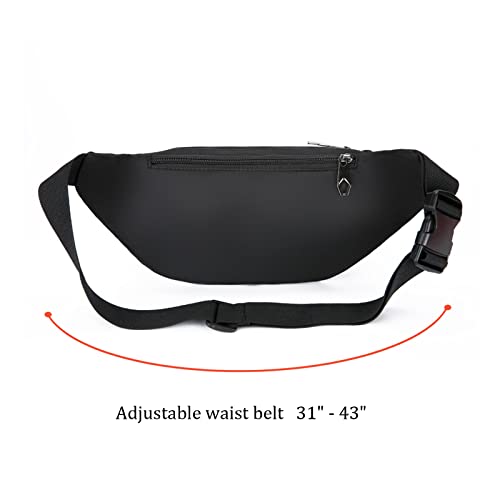 Crossbody Fanny Pack for Men&Women,Large Waist Bag & Hip Bum Bag with Adjustable Strap for Outdoors Workout Traveling Casual Running Hiking Cycling - color: Glossy black