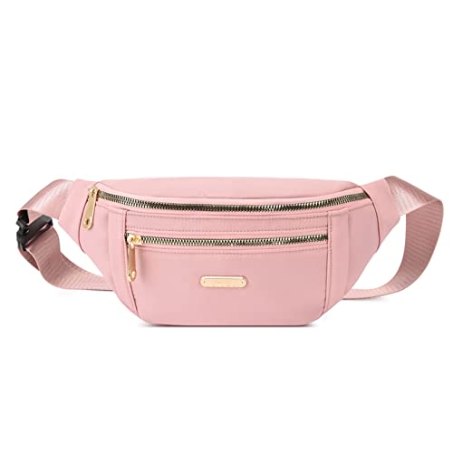 Crossbody Fanny Pack for Men&Women,Large Waist Bag & Hip Bum Bag with Adjustable Strap for Outdoors Workout Traveling Casual Running Hiking Cycling - color: Baby Pink