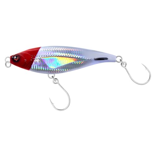 Alwonder High Speed Trolling Lures Saltwater Fishing Lures 6"/3oz Sinking Twitch Bait 7/0 Hook Deep Diving Jerkbait Fishing Plug Offshore Lure for Tuna Striper Mackerel - color: Red & Sliver