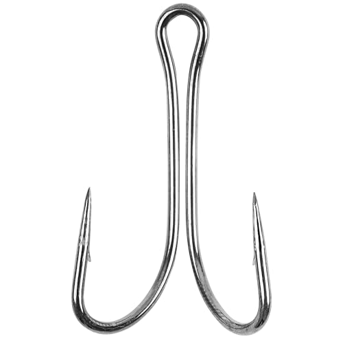 Classic Double Fishing Hooks for Saltwater Freshwater,High Carbon Steel Fishing Bait Frog Hooks with Open Shank Small Barbed Fly Tying Hooks Fishing Tackle Multiple Size - size: #8 - 100pcs