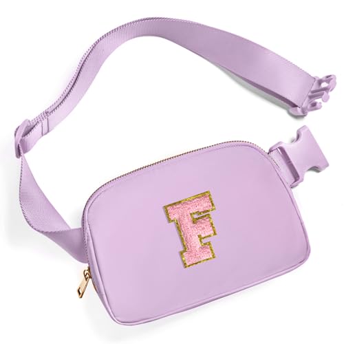 Gitus Initial Belt Bag Fanny Pack Crossbody Bag for Girls Birthday Gifts Age 8-10 Teen Girl Gifts Trend Stuff Personalized Letter Gifts for Daughter Sister (Lavender-F) - color: Lavender, style: F