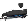 1200D Waterproof Boat Cover - Fits 16' to 18.5' ft Bass, V-Hull, Tri-Hull, Fish & Ski, Runabout Bowrider Boats - Heavy Duty Canvas Black - color: Black, size: Model B: Fits 16'-18.5' L X 94" Beam Width
