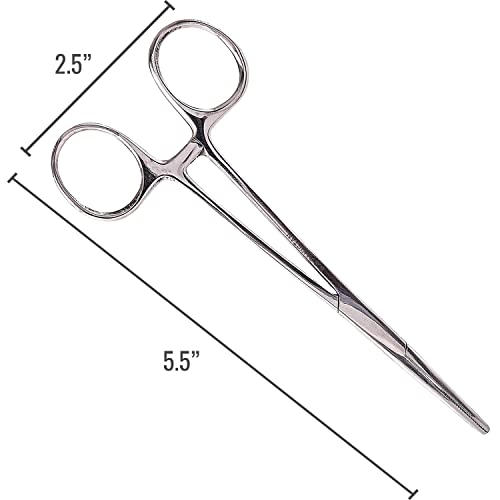 MABIS Kelly Locking Forceps, Silver, 5.5" (Pack of 5) - size: Pack of 5, style: Straight