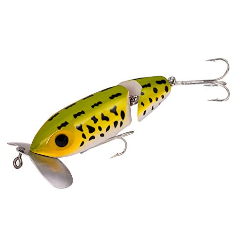 Arbogast Jitterbug Topwater Bass Fishing Lure - Excellent for Night Fishing - color: Frog White Belly, size: 3 1/2", 5/8 oz