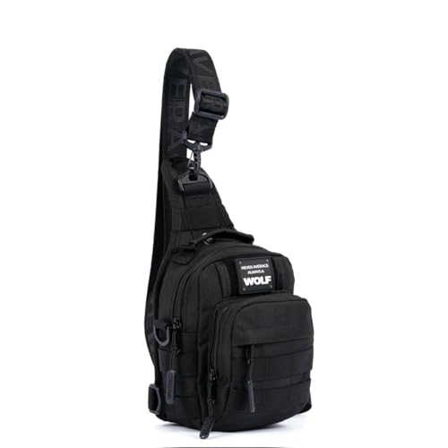 WOLFpak 4L Mini Tactical Sling Bag (Alpha Black) Compact Crossbody Backpack for Gym, Travel & EDC | Tactical Shoulder Bag with Multiple Pockets – Lightweight, Durable Sling Pack for Men & Women - color: Alpha Black