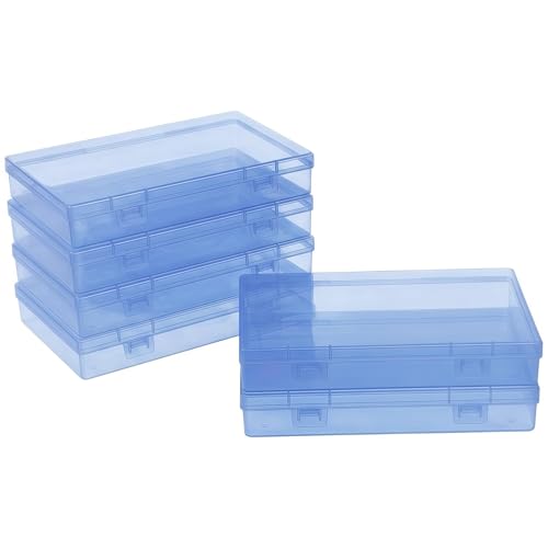 LJY 6 Pieces Rectangular Empty Mini Clear Plastic Organizer Storage Box Containers with Hinged Lids (7.1 x 4.3 x 1.2 inch, Blue) - color: Blue, size: 7.1 x 4.3 x 1.2 inch