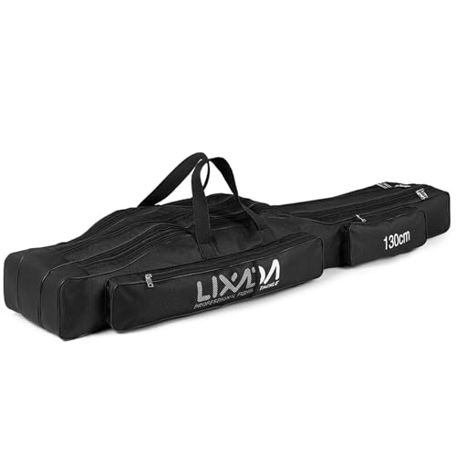 Lixada Fishing Rod Case, 3 Layers Oxford Fishing Rod Bag, Portable Foldable Fishing Pole Bag, Fishing Rod Carrier Fishing Tackle Storage Bag Travel Carry for Fishing Gear & Equipment - color: Black, size: 150cm