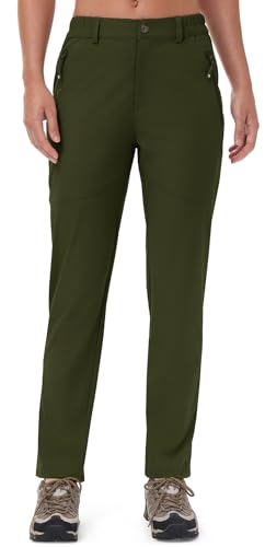 Rdruko Women's Hiking Pants Lightweight Quick Dry Water Resistant Outdoor Travel Fishing Pants with Pockets - color: 02 Army Green, size: XX-Large
