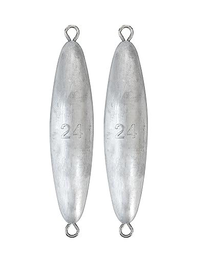BLUEWING Torpedo Sinker Through Wire Fishing Weight Saltwater Bullet Lead Double Ringed 2oz-48oz - style: #10 24 Ounce, 2 Pack