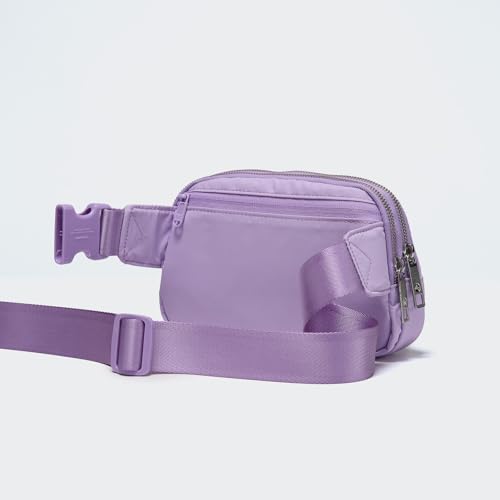 Pander Everywhere Belt Bag for Women, 5 Zipper Pockets Nylon Crossbody Fanny Pack Purse (Lilac Purple). - color: Lilac Purple