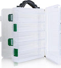 Realure Double Sided Lure Box with Handheld,4.5x17x20cm Small Fishing Lure Box,Sea Fishing Tackle Box,for Hard or Soft Lures,Diving Floating Sinking Skirted Topwater Lures,10 Grids (Transparent)