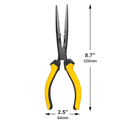 9-inch Fishing Pliers with Rust-resistant Teflon Coating, Fresh/Sea Fishing Tools, Comfortable Grip Fishing Gear for Fishing Trips - style: 9" Straight Nos