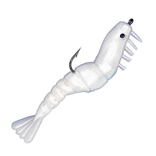 Charlie's Worms Artificial Fishing Bait Charlie's Shrimp Trio Freshwater Saltwater Bass Fishing Lures Scented Soft Bait 3pk - color: Pearl White