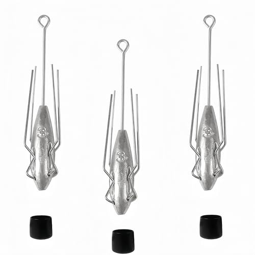 3Pcs Sputnik Sinkers Fishing Weights Sinkers Surf Casting Fishing Sinkers Lead Weights Sinkers Long Tail Fishing Weights Drop Shot Sinkers for Saltwater Catfish Beach Sand Ocean-1oz - size: 3oz