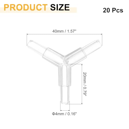 uxcell 20Pcs Aquarium Air Valve Connector, 3 Way Plastic Inline Tubing Non-Return Valves for 4x6mm ID Airline Tubing Fish Tank Pond Air Line, Clear - color: Clear, size: 4x6mm