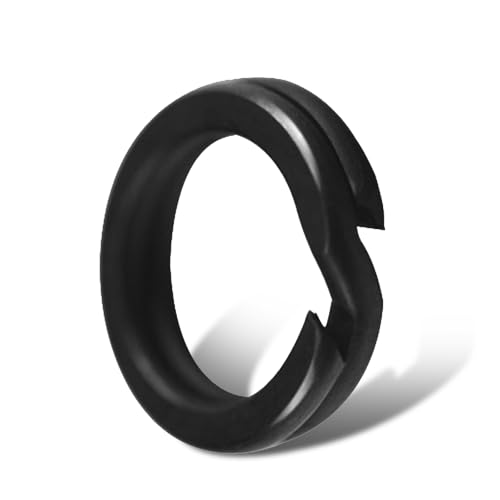100-Pack Black Split Rings for Fishing Lures, Saltwater & Freshwater Tackle Speed Clips, Split Ring Tippet Rings Oval/Wire Rings & Fly Fishing Gear