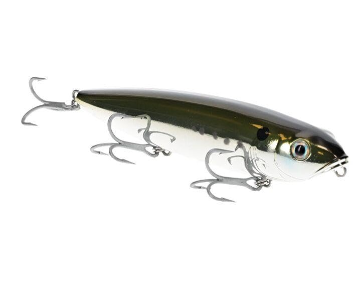 Strike King Sexy Dawg Hard Knock Saltwater Hard Bait Fishing Lure, 4.5", 5/8 oz, Steel Sound Chamber, 3D Eyes - color: Silver Bunker