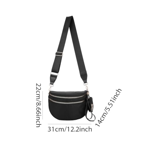 Checkered Crossbody Bum Bags for Women Nylon Checkered Purse Checkerboard Fanny Pack - color: D01-black